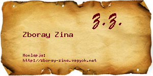 Zboray Zina névjegykártya